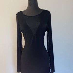 Long sleeve black with mesh insert Bodycon dress